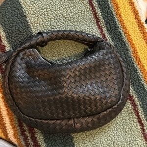 Blacks leather braided hobo